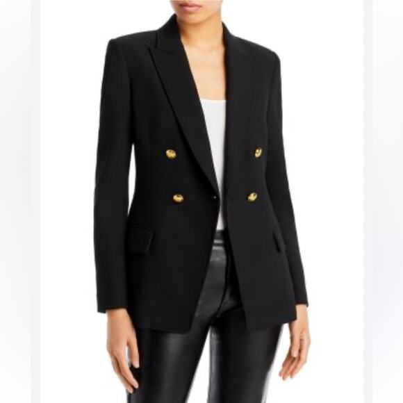 NICHOLAS Black Double Breasted Blazer Gold Medallion Buttons Size 10 - Picture 1 of 11